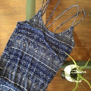F21 Navy Tribal Print Romper w/ Pockets